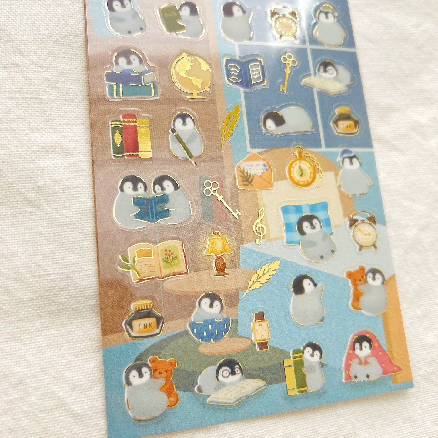 Japanese Clear Sticker Sheet - Penguin