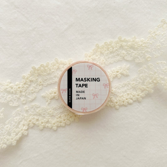 Mind Wave Washi Tape - Check Pattern 23 - Pink Bows