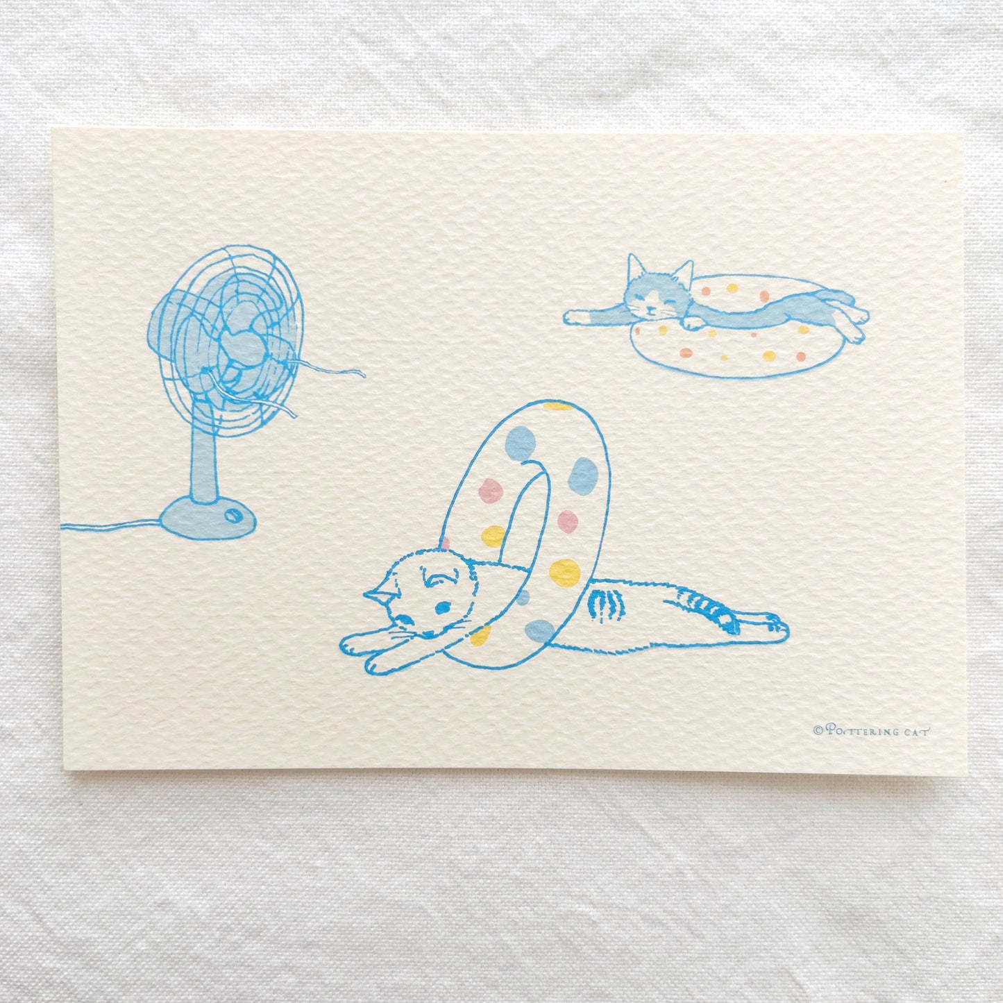 Pottering Cat Postcard - Swim Ring