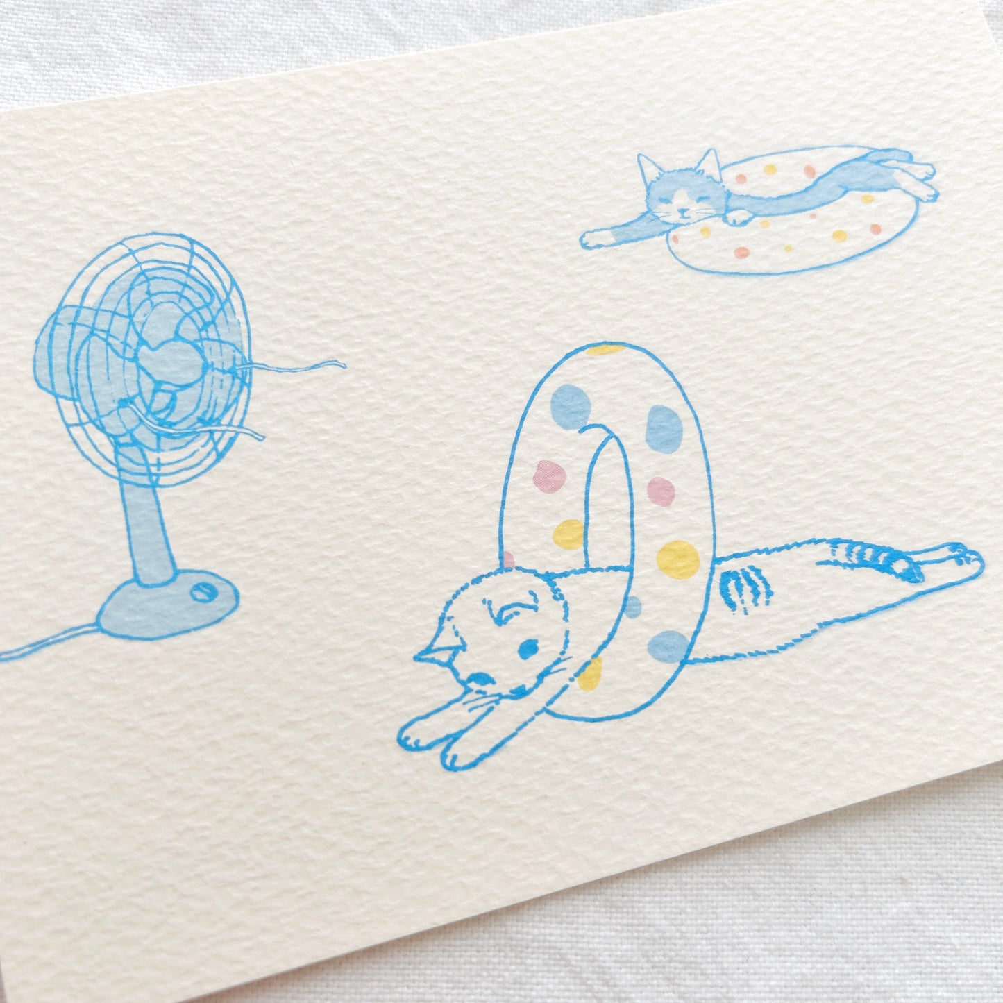 Pottering Cat Postcard - Swim Ring