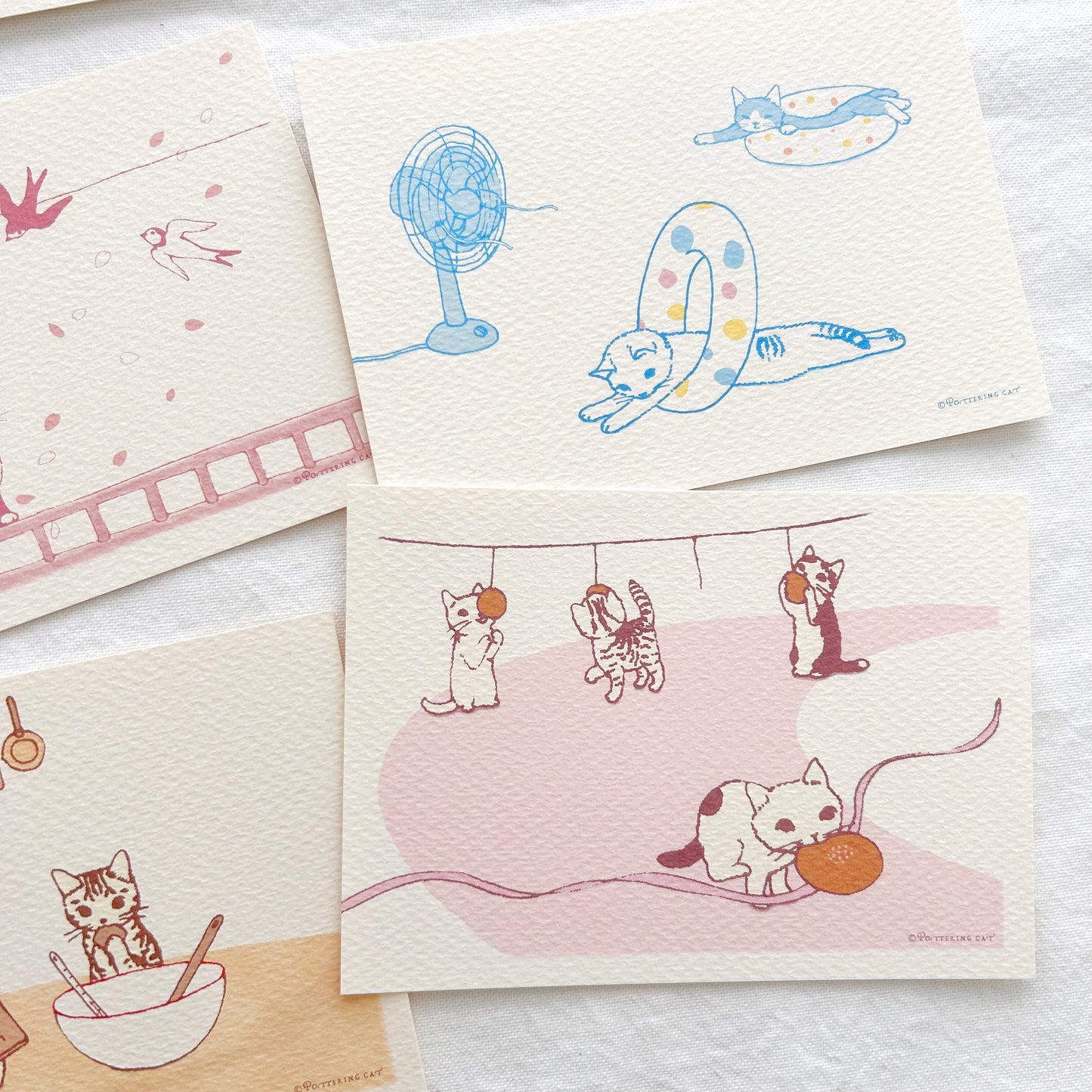 Pottering Cat Postcard - Swim Ring