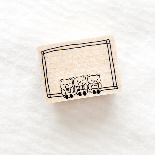 Rubber stamp with three bear illustrations 