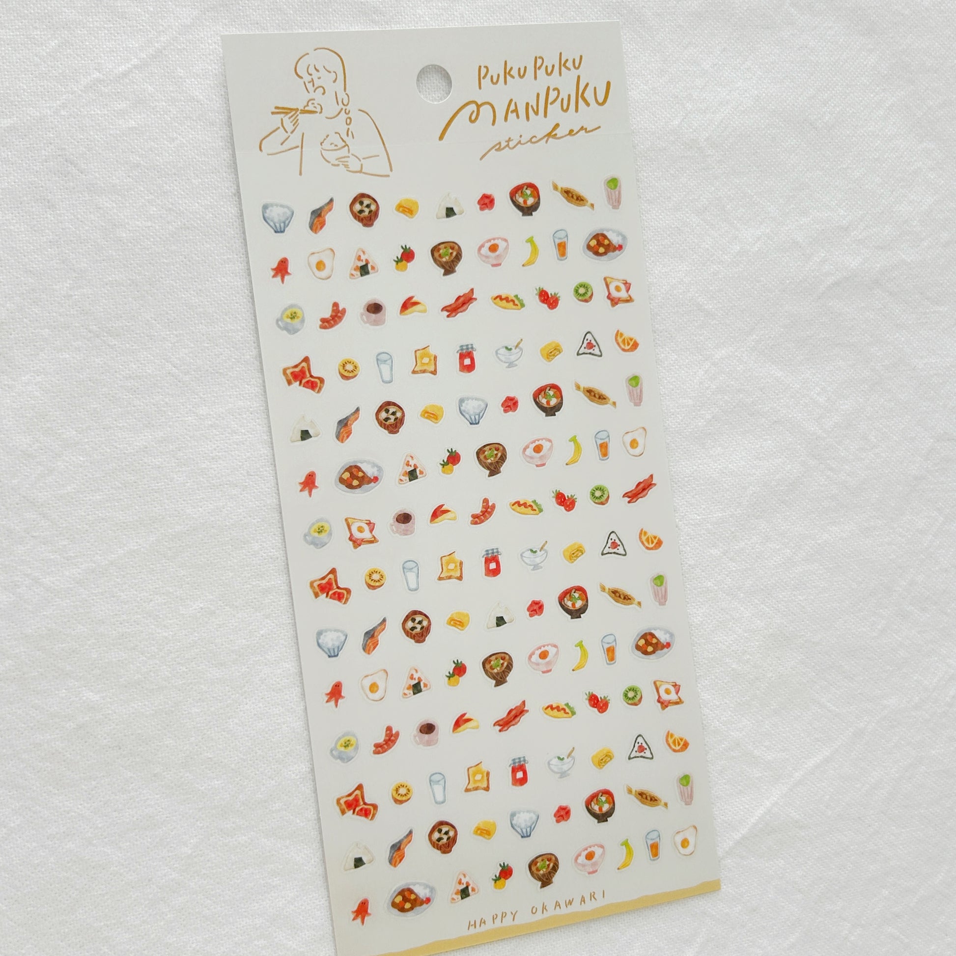 Sheet of decorative stickers with various food icons 