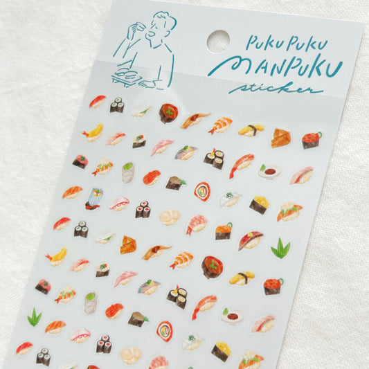 Mind Wave Pukupuku Manpuku Clear Stickers - Sushi