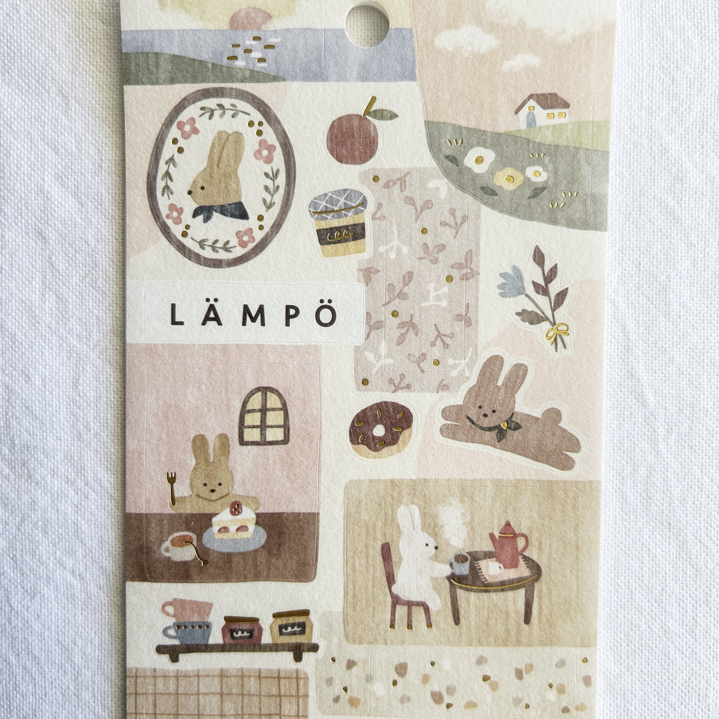 Mind Wave Lampo - Rabbit and Sunset sticker sheet. These stickers bring a creative touch to your journals, planners, and scrapbooks.