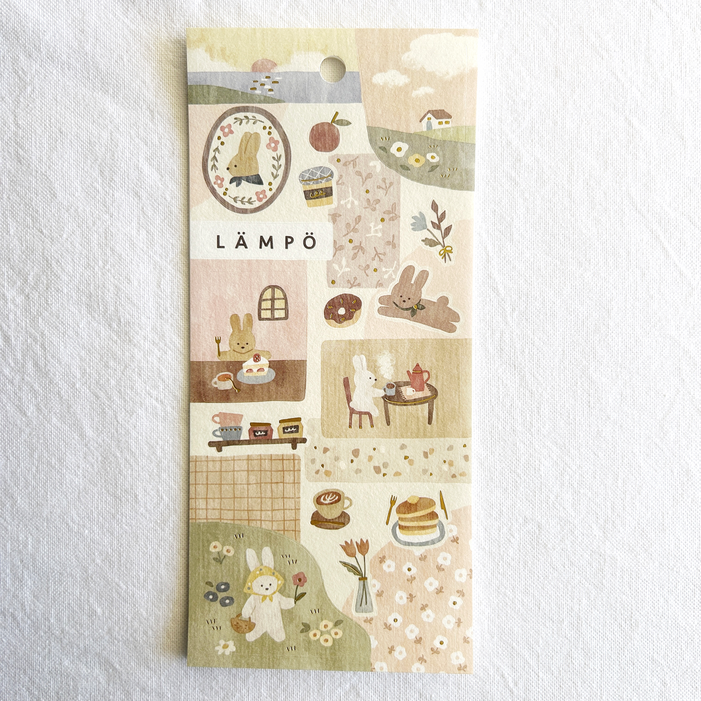 Mind Wave Lampo - Rabbit and Sunset sticker sheet. These stickers bring a creative touch to your journals, planners, and scrapbooks.