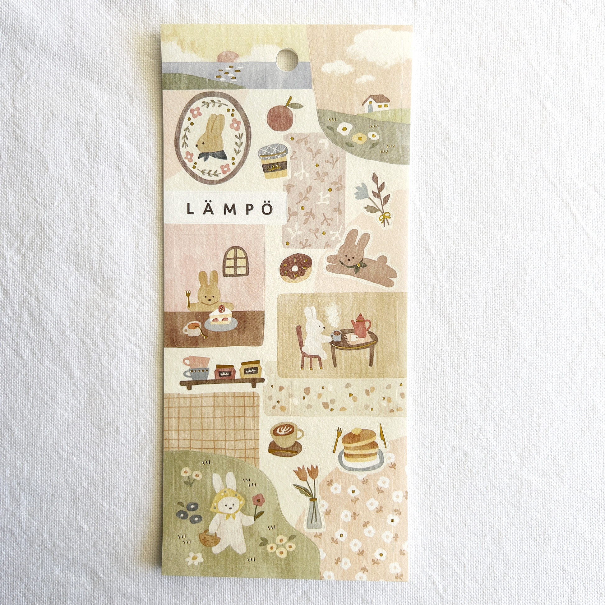 Mind Wave Lampo - Rabbit and Sunset sticker sheet. These stickers bring a creative touch to your journals, planners, and scrapbooks.