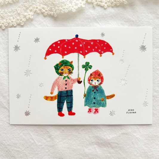 Aiko Fukawa Foil Stamped Postcard - Raindrops