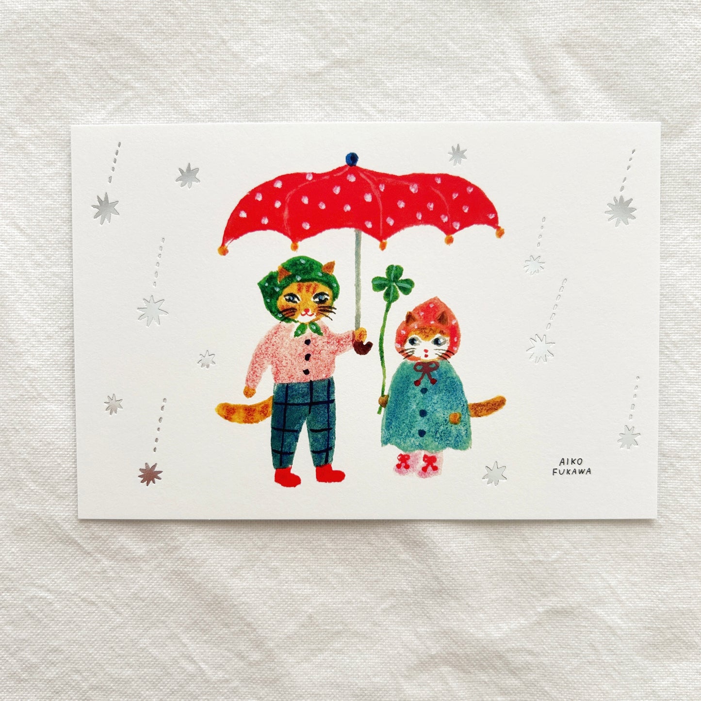 Aiko Fukawa Foil Stamped Postcard - Raindrops