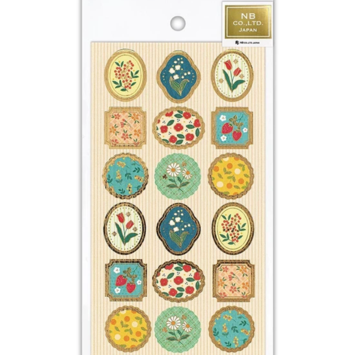 Japanese Sticker Sheet - Retro, featuring a variety of vibrant, delicate flower designs, perfect for decorating planners, journals, scrapbooks, and crafts.