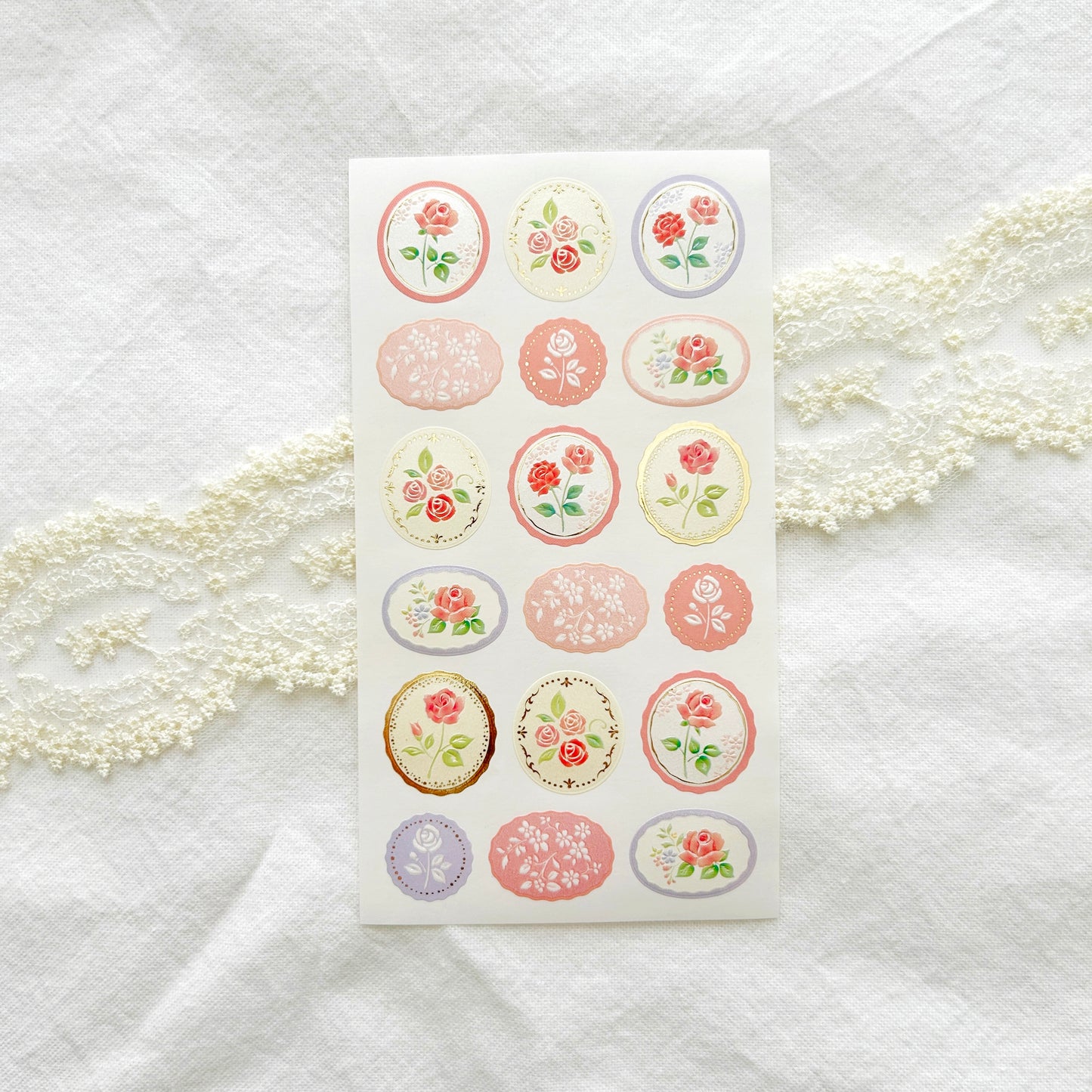 Japanese Pearl and Gold Foil Stickers - Rose Pearl Vintage