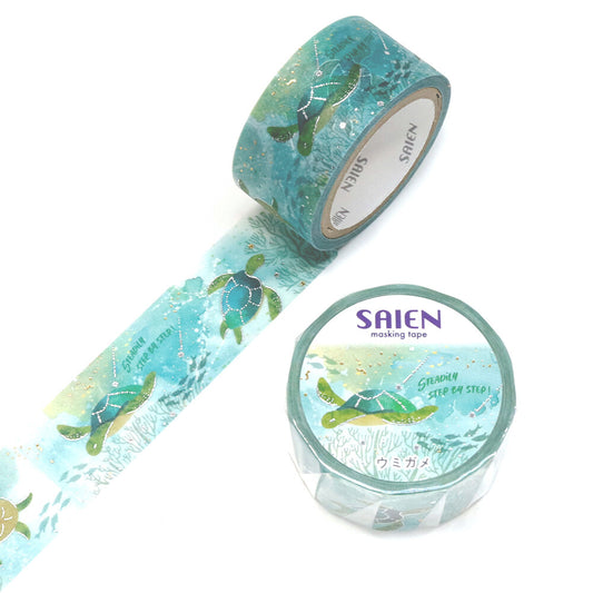 Washi tape with a gentle sea turtles swimming in the ocean.