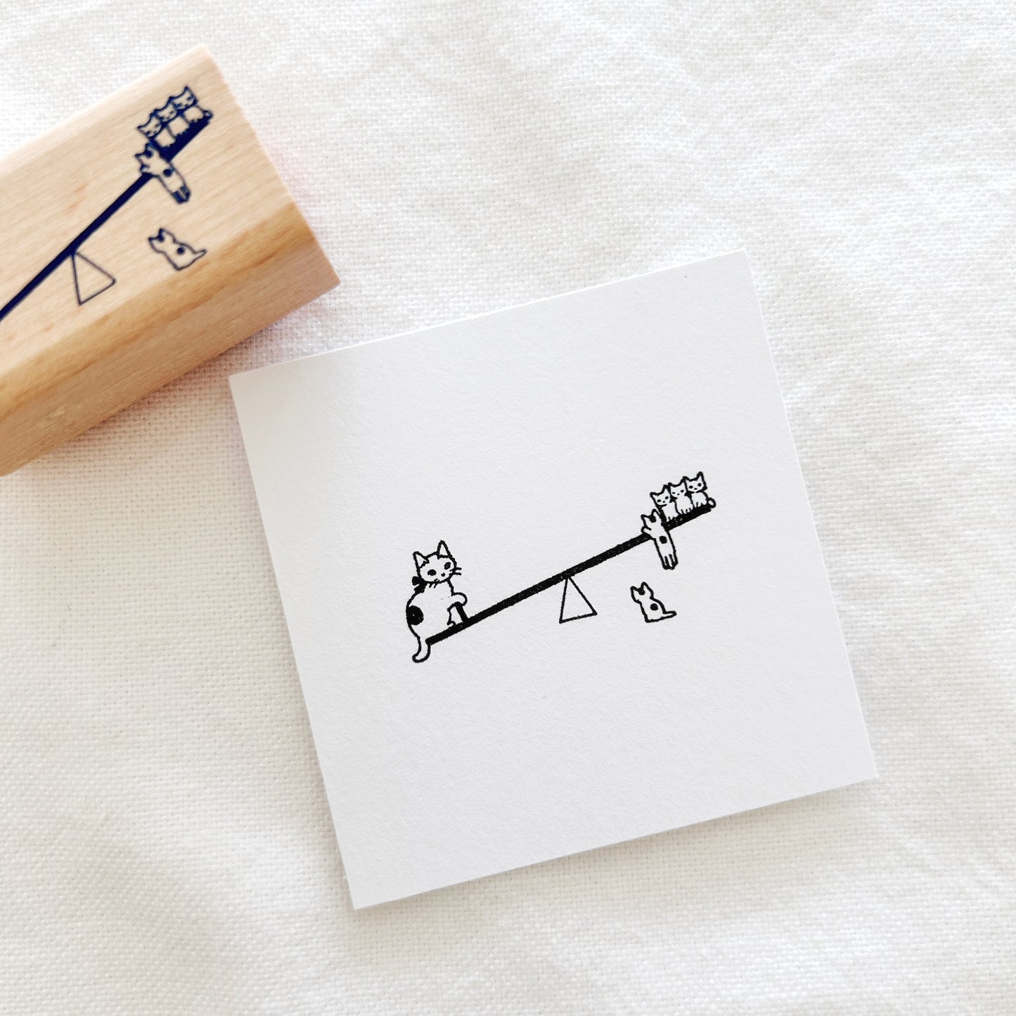 Pottering Cat Rubber Stamp - Seesaw