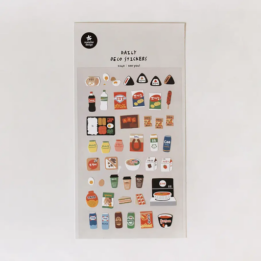 Sticker sheet of japanese food items.