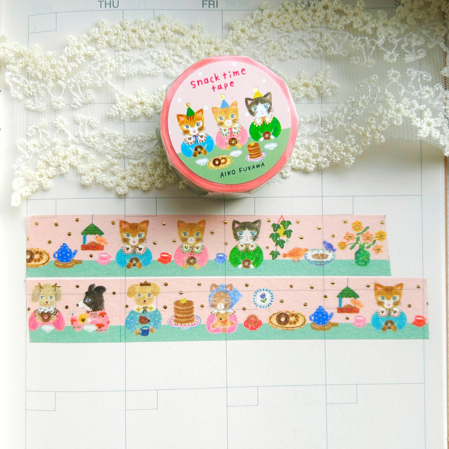 Cozyca - Aiko Fukawa Gold Foil Stamped Washi Tape Snack Time