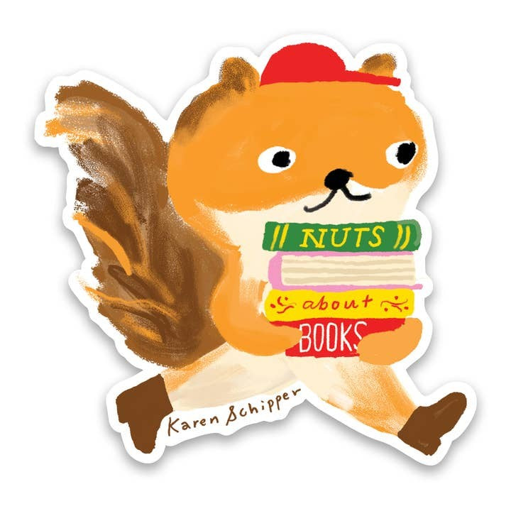 Squirrel Nuts About Books Vinyl Booklover Sticker