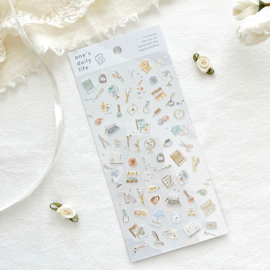 Mind Wave One's Daily Life Gold Foil Sticker – Stationery.  Perfect for journaling, scrapbooking, bullet journal, and creative craft projects.