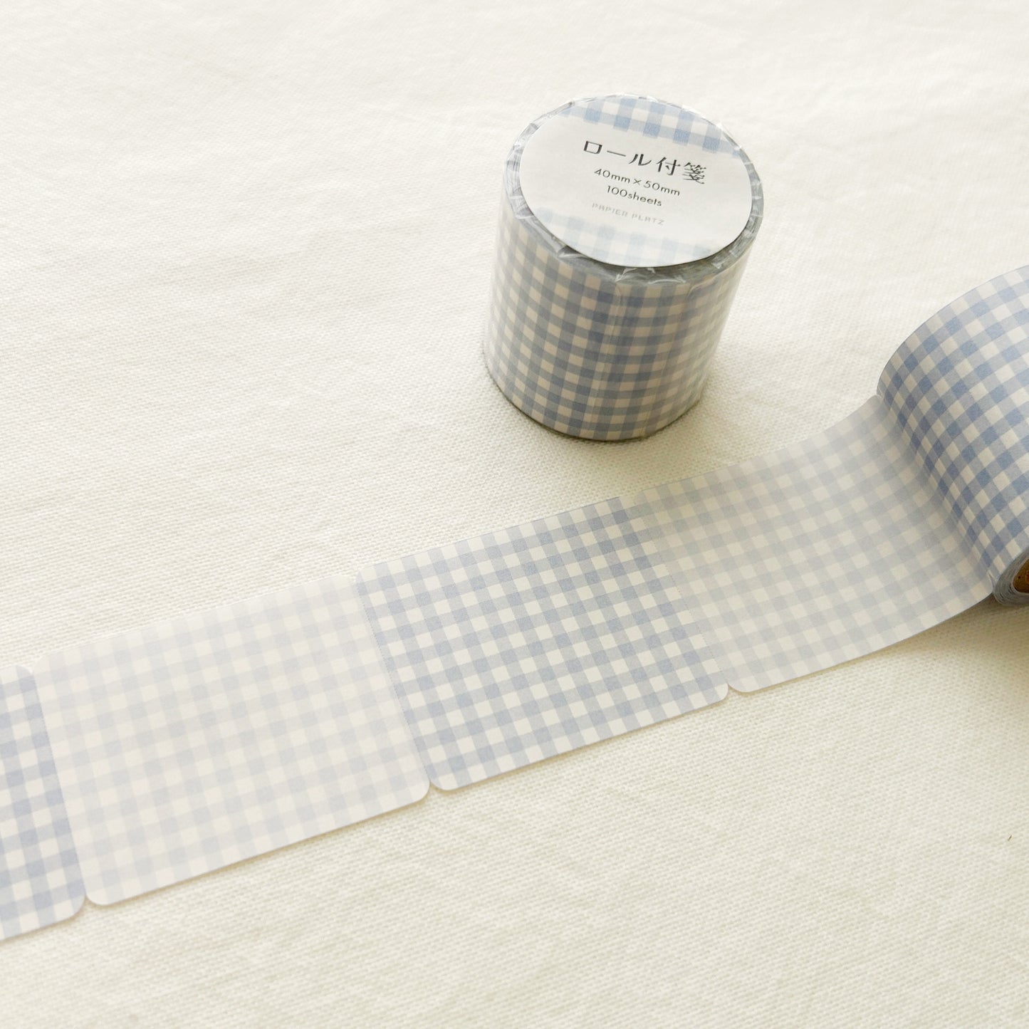 Papier Platz Rolled Sticky Notes - Gingham Check Blue