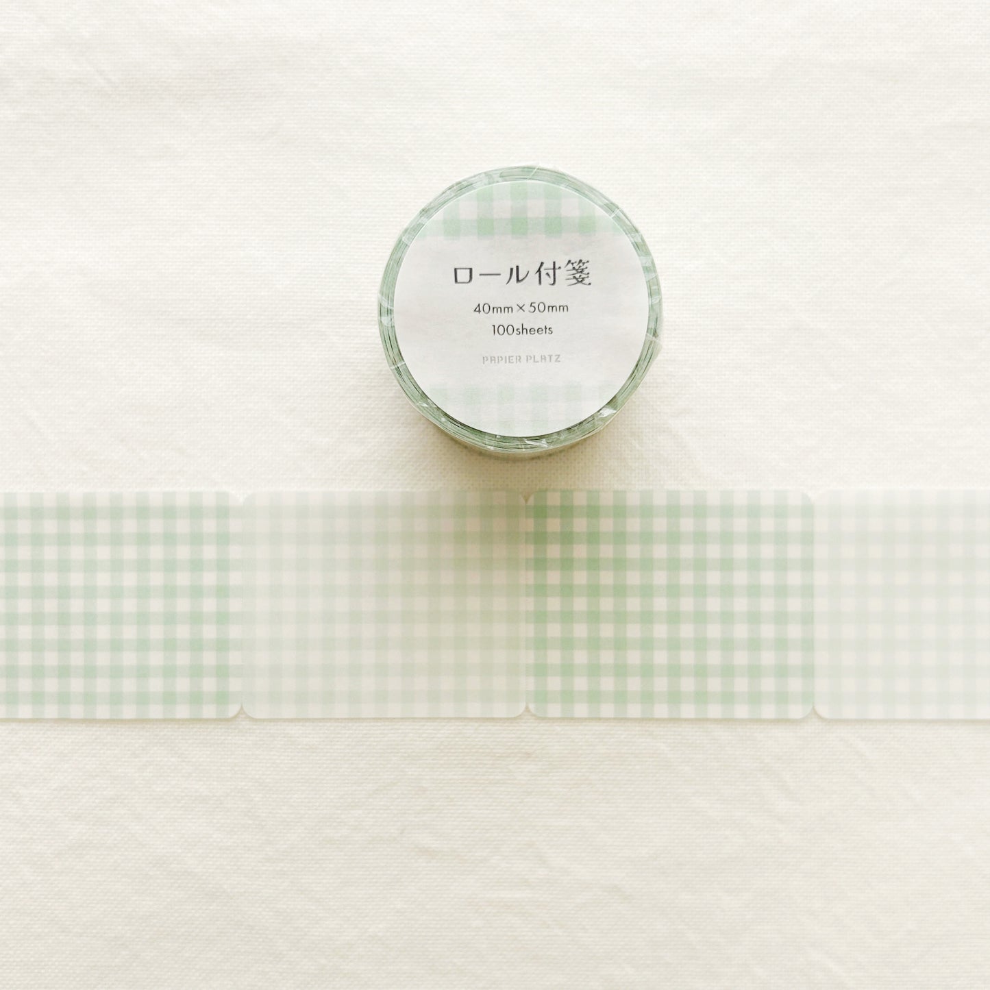 Papier Platz Rolled Sticky Notes - Gingham Check Green