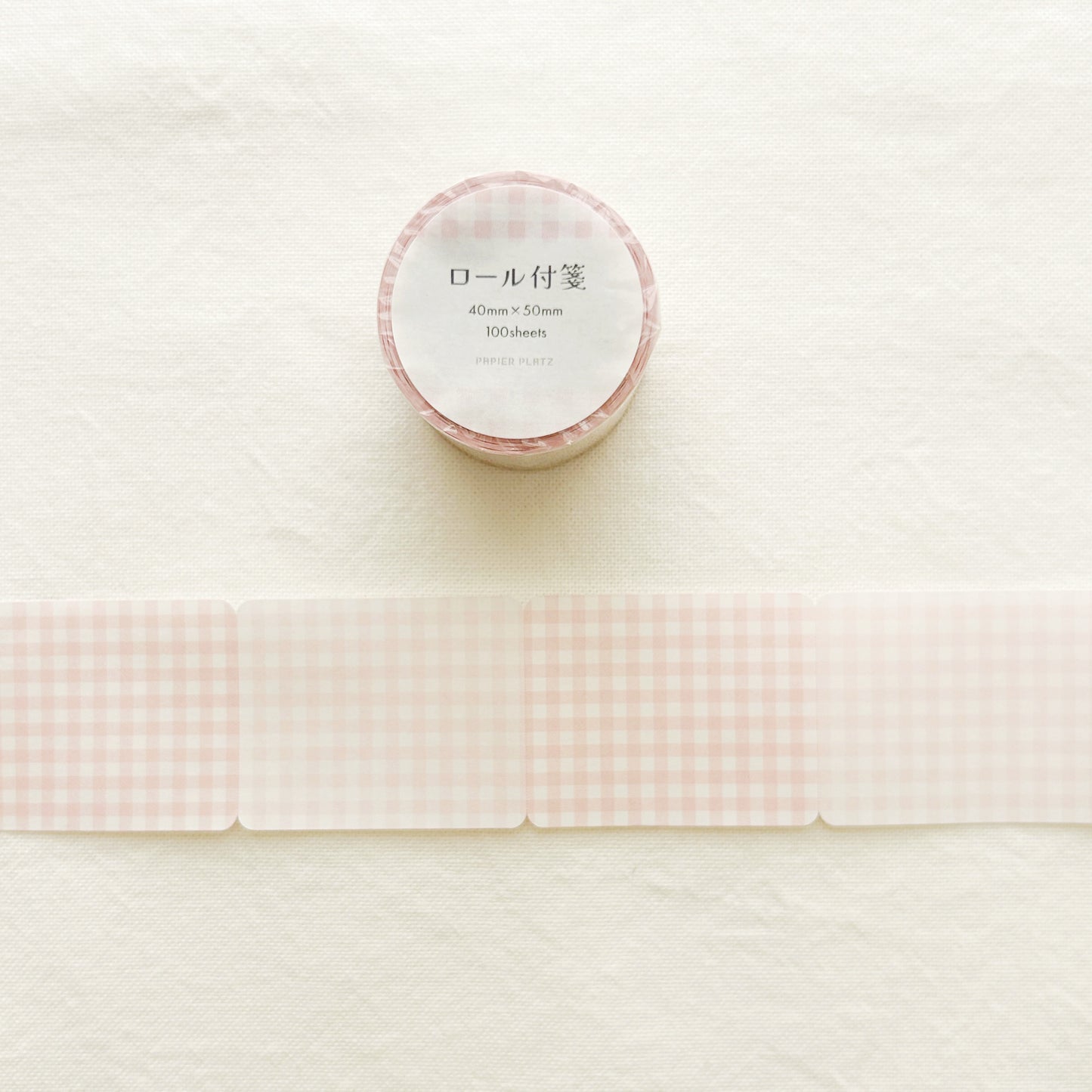 Papier Platz Rolled Sticky Notes - Gingham Check Pink