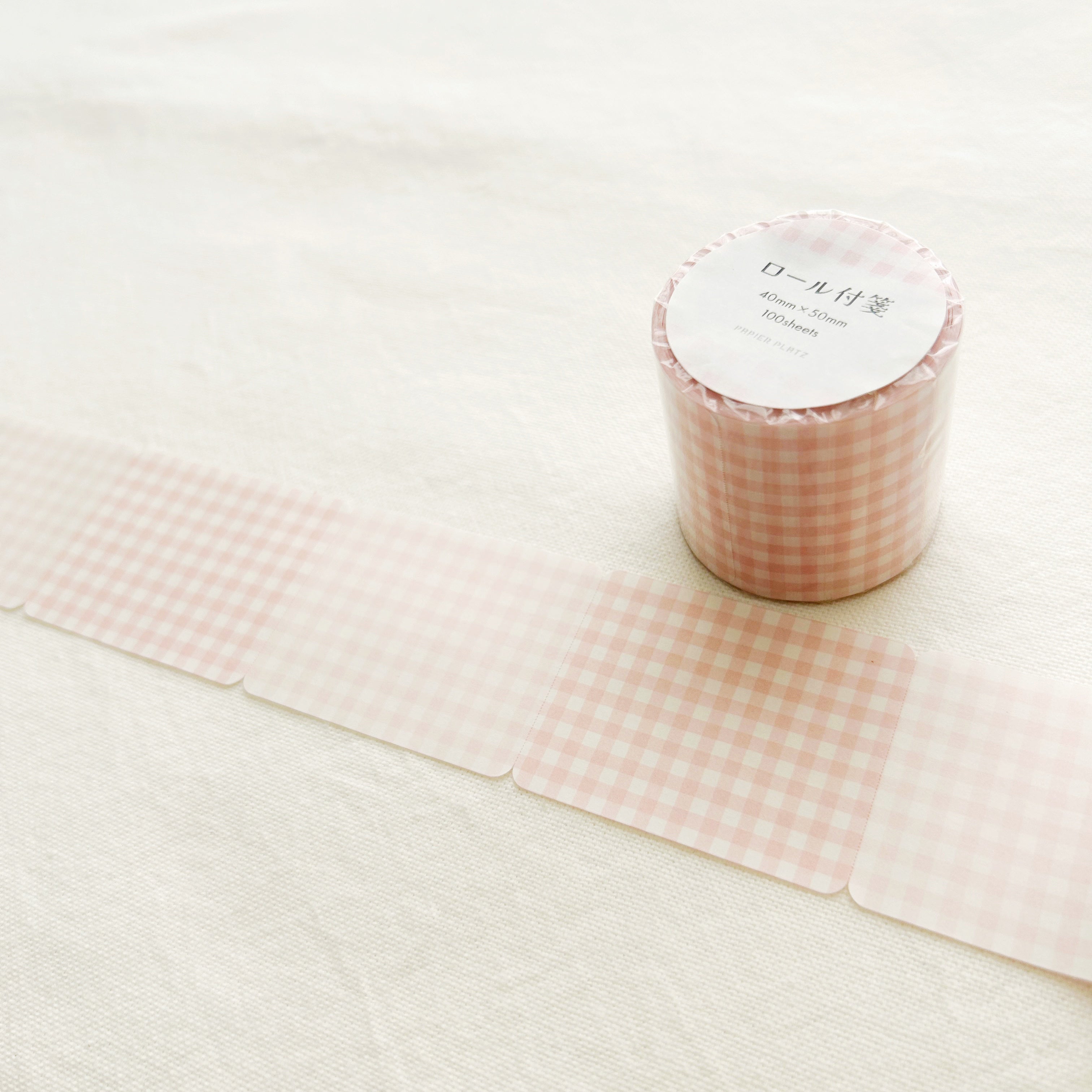 Papier Platz Rolled Sticky Notes - Gingham Check Pink – International ...