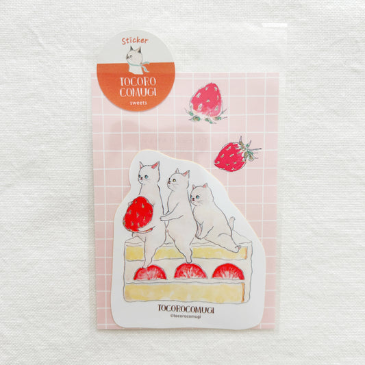 Furukawa Shiko - Tocoro Comugi Vinyl Sticker - Strawberry Cake
