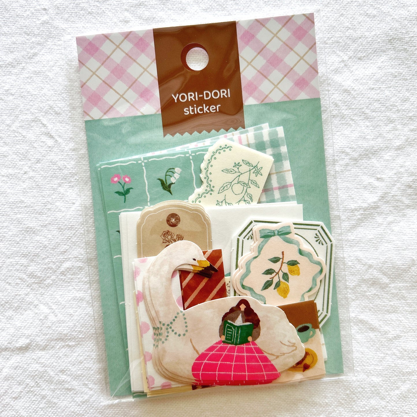 Mind Wave Yori-Dori Flake Stickers - Swan and Reading