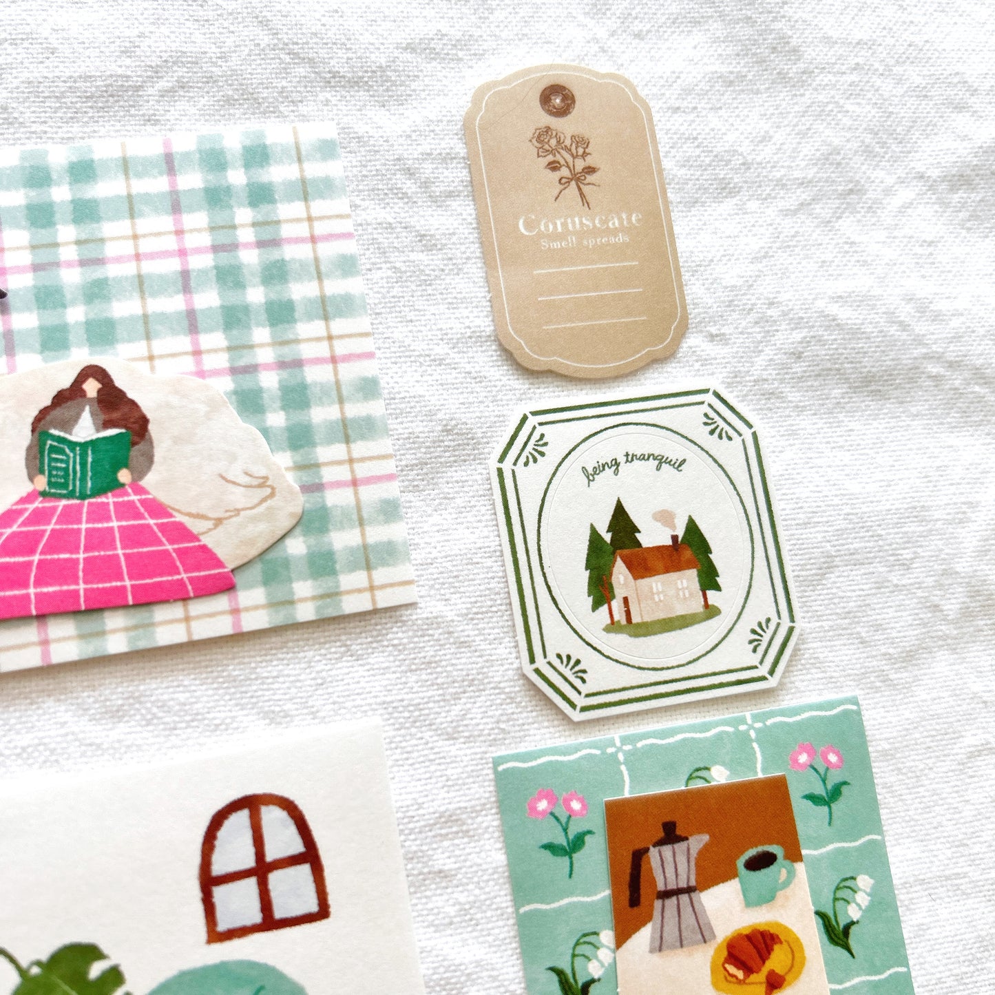 Mind Wave Yori-Dori Flake Stickers - Swan and Reading