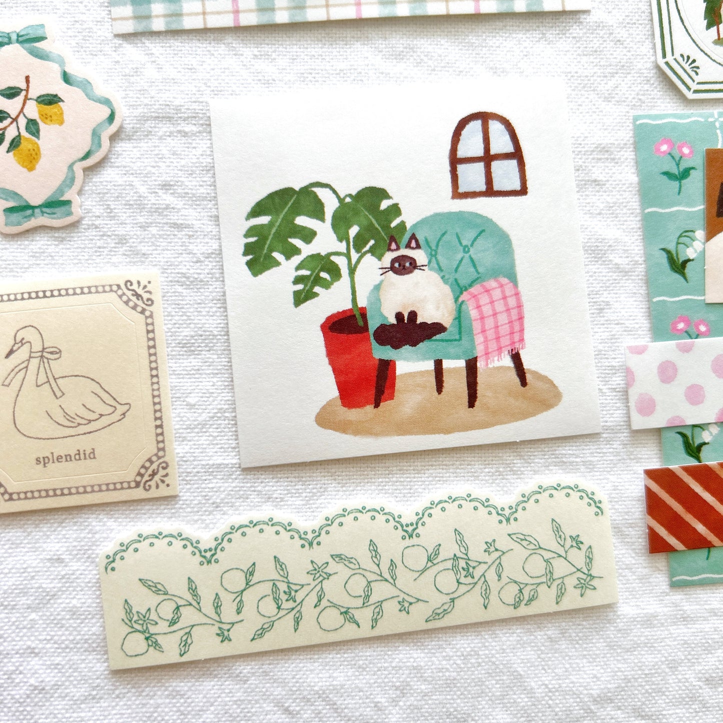 Mind Wave Yori-Dori Flake Stickers - Swan and Reading