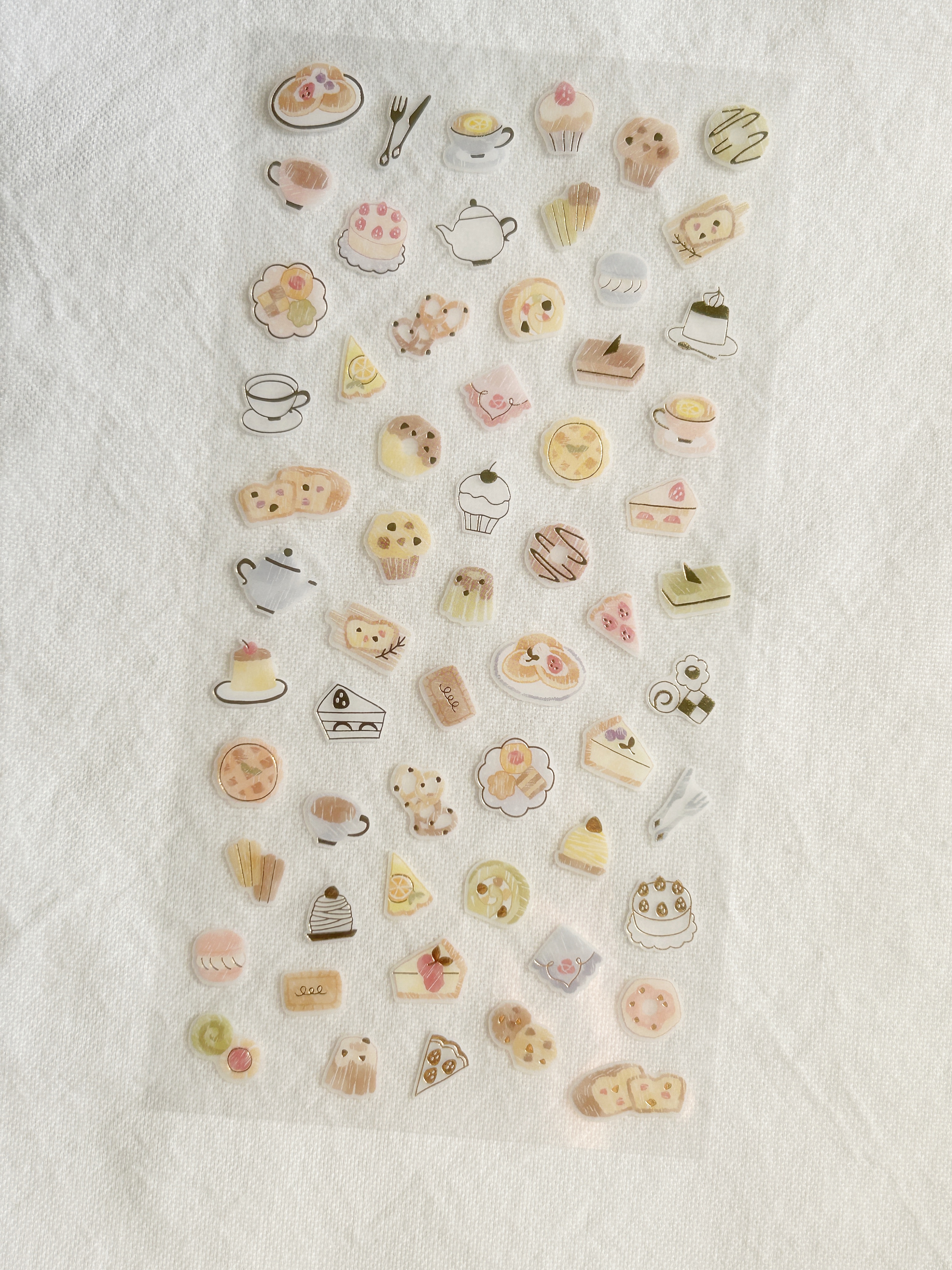 Mind Wave One's Daily Life Gold Foil Sticker – Sweets. Perfect for decorating planners, recipe journals, or treat-themed crafts, this sheet brings the joy of sweets to your daily life.