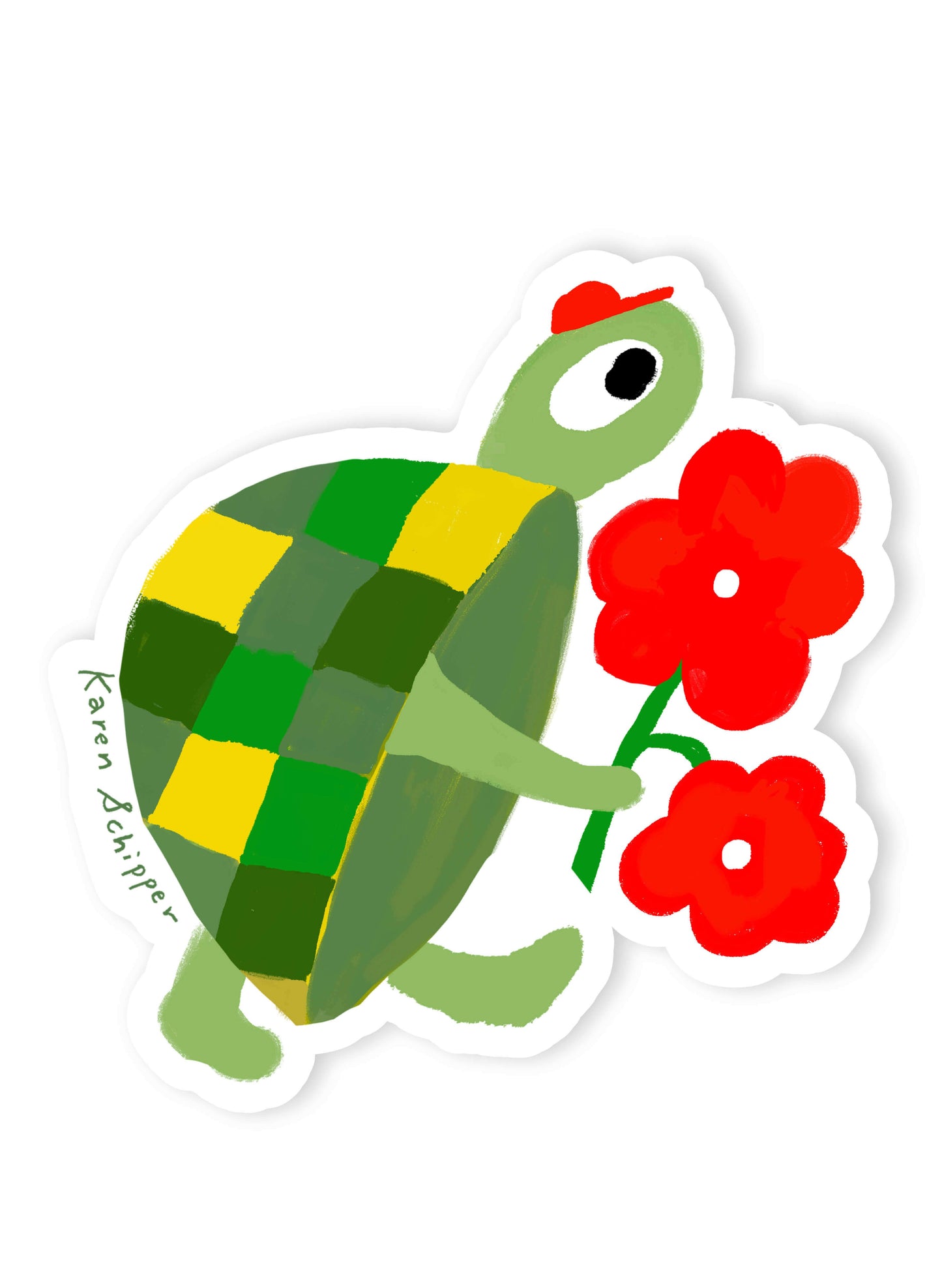 Turtle Flower Vinyl Sticker