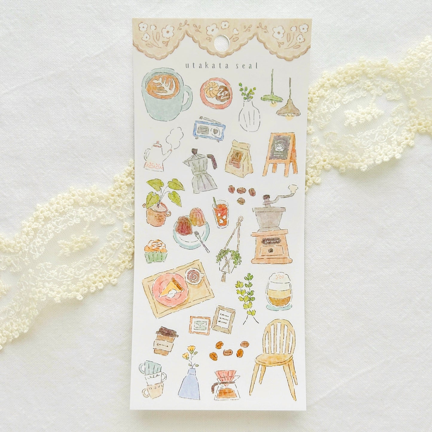 Coffee themed sticker sheet