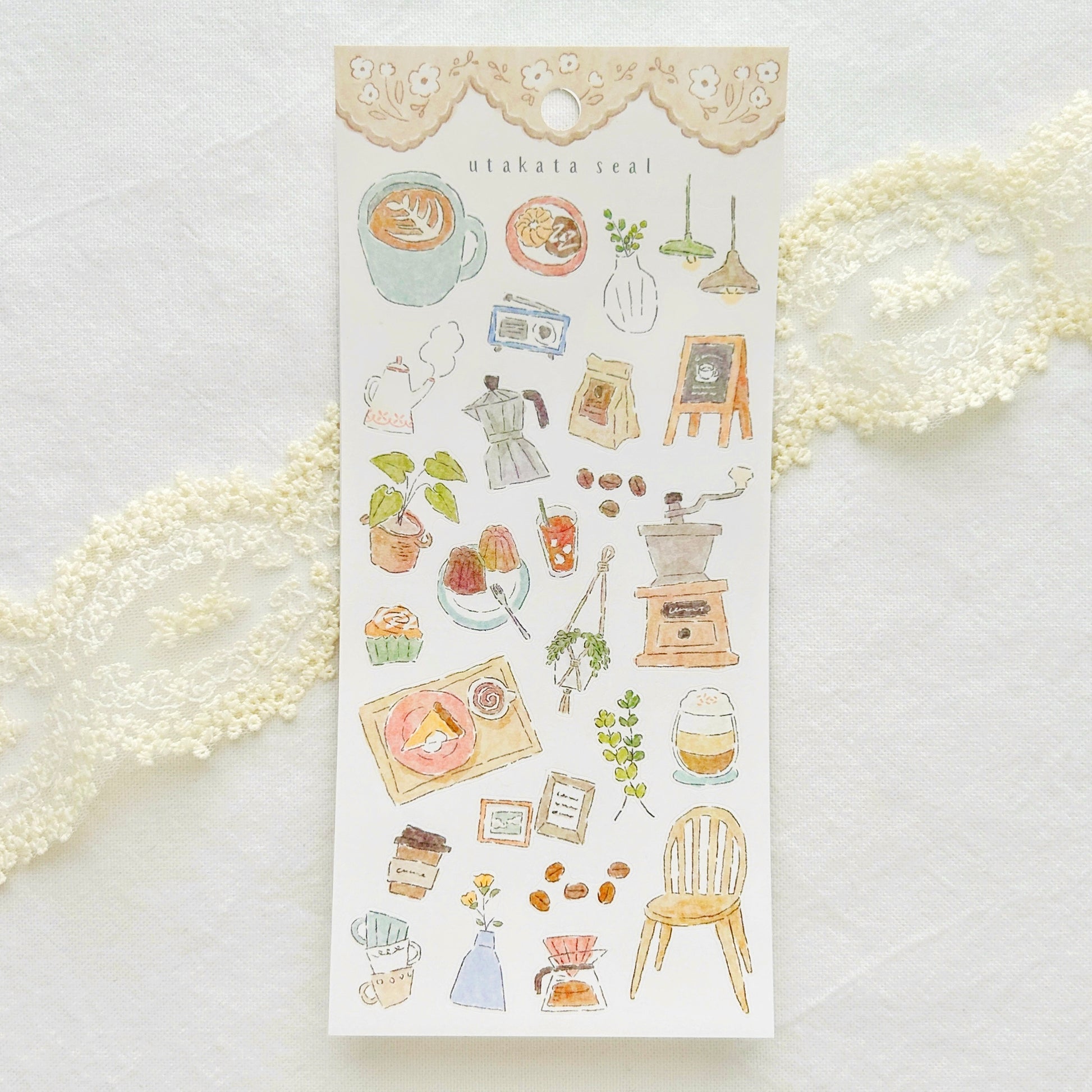 Coffee themed sticker sheet