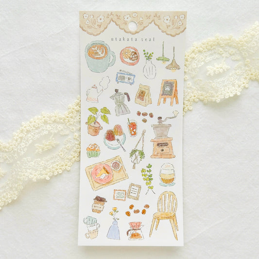 Coffee themed sticker sheet