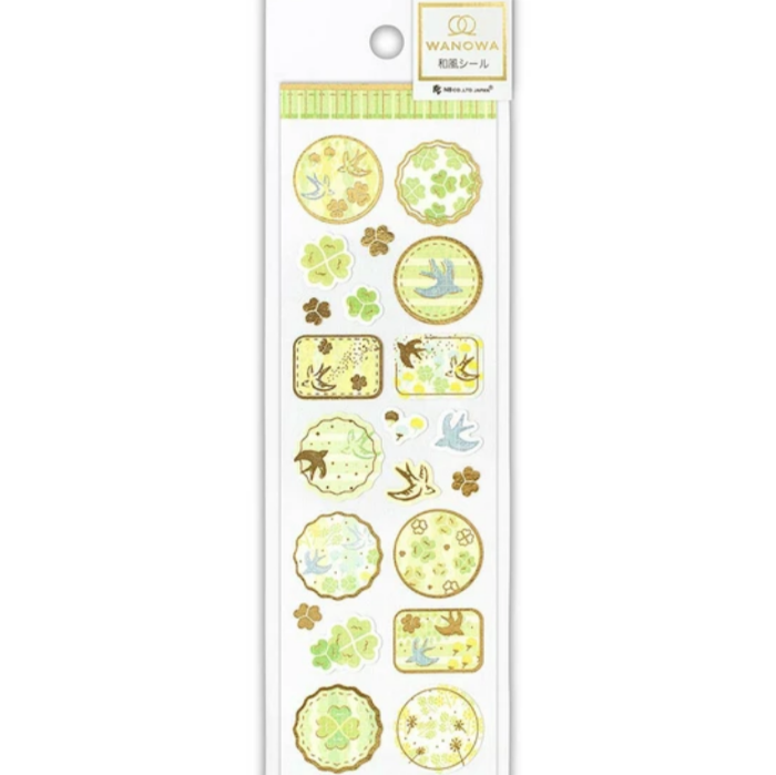 Wanowa Sticker Sheet - Clover, adorned with charming green clover designs, ideal for adding a touch of luck and nature to planners, journals, and craft projects.