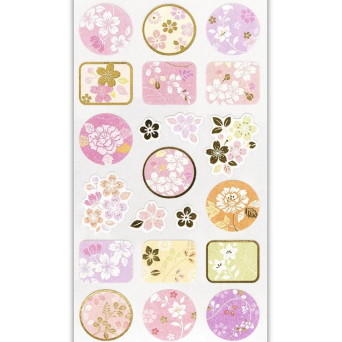 Wanowa Sticker Sheet - Flower and Grass, featuring delicate Japanese floral designs, perfect for adding a natural touch to planners, journals, and scrapbooking projects.