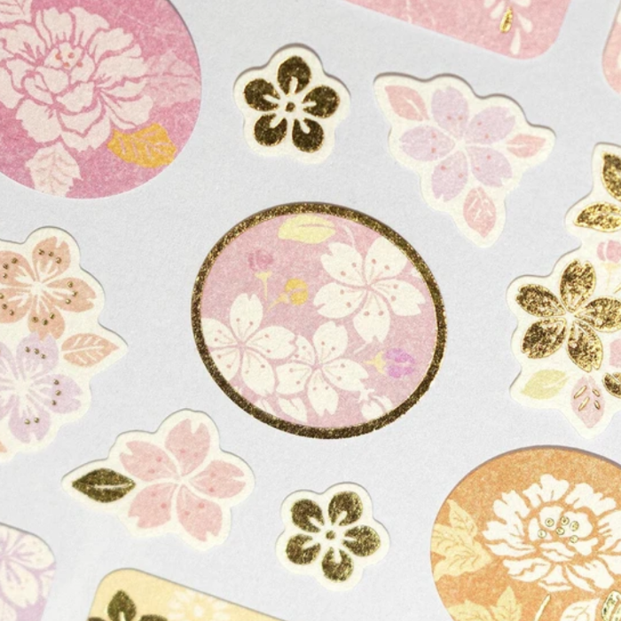 Wanowa Sticker Sheet - Flower and Grass, featuring delicate Japanese floral designs, perfect for adding a natural touch to planners, journals, and scrapbooking projects.