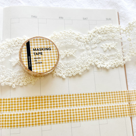 Mind Wave Washi Tape - Check Pattern - Yellow